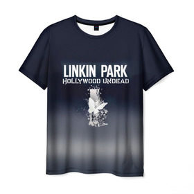 Мужская футболка 3D с принтом Linkin Park и Hollywood Undead в Новосибирске, 100% полиэфир | прямой крой, круглый вырез горловины, длина до линии бедер | 