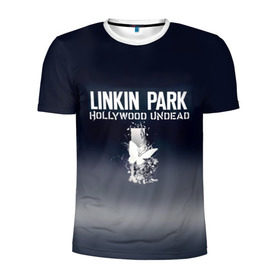 Мужская футболка 3D спортивная с принтом Linkin Park и Hollywood Undead в Новосибирске, 100% полиэстер с улучшенными характеристиками | приталенный силуэт, круглая горловина, широкие плечи, сужается к линии бедра | 
