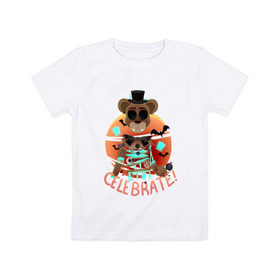 Детская футболка хлопок с принтом Celebrate! в Новосибирске, 100% хлопок | круглый вырез горловины, полуприлегающий силуэт, длина до линии бедер | 