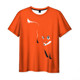 Мужская футболка 3D с принтом Лисица в Новосибирске, 100% полиэфир | прямой крой, круглый вырез горловины, длина до линии бедер | зверь | лис | лиса | лисица | лисонька | рыжая | хищник