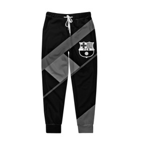 Мужские брюки 3D с принтом FC Barcelona gray collection в Новосибирске, 100% полиэстер | манжеты по низу, эластичный пояс регулируется шнурком, по бокам два кармана без застежек, внутренняя часть кармана из мелкой сетки | fc barcelona | мяч | спорт | футбол | чеппионат