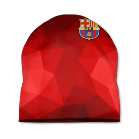 Шапка 3D с принтом FC Barcelona red polygon 2018 в Новосибирске, 100% полиэстер | универсальный размер, печать по всей поверхности изделия | fc barcelona | мяч | спорт | футбол | чеппионат