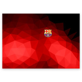 Поздравительная открытка с принтом FC Barcelona red polygon 2018 в Новосибирске, 100% бумага | плотность бумаги 280 г/м2, матовая, на обратной стороне линовка и место для марки
 | Тематика изображения на принте: fc barcelona | мяч | спорт | футбол | чеппионат