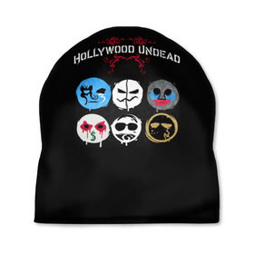 Шапка 3D с принтом Hollywood Undead маски в Новосибирске, 100% полиэстер | универсальный размер, печать по всей поверхности изделия | charlie scene | danny | funny man | hollywood | j dog | johnny 3 tears | undead | альтернативный | андед | голивуд | голливудская | группа | кранккор | метал | нежить | ню | реп | рок | рэп | рэпкор