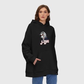 Худи SuperOversize хлопок с принтом J-Dog из Hollywood Undead в Новосибирске, 70% хлопок, 30% полиэстер, мягкий начес внутри | карман-кенгуру, эластичная резинка на манжетах и по нижней кромке, двухслойный капюшон
 | 