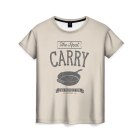Женская футболка 3D с принтом The Real Carry - Pan Protectio в Новосибирске, 100% полиэфир ( синтетическое хлопкоподобное полотно) | прямой крой, круглый вырез горловины, длина до линии бедер | battlegrounds | playerunknowns | pubg | пубг | сковородка