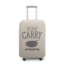 Чехол для чемодана 3D с принтом The Real Carry - Pan Protectio в Новосибирске, 86% полиэфир, 14% спандекс | двустороннее нанесение принта, прорези для ручек и колес | battlegrounds | playerunknowns | pubg | пубг | сковородка