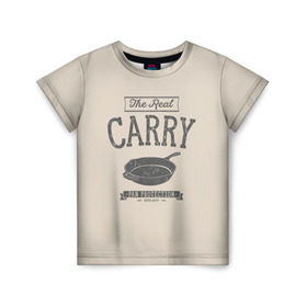 Детская футболка 3D с принтом The Real Carry - Pan Protectio в Новосибирске, 100% гипоаллергенный полиэфир | прямой крой, круглый вырез горловины, длина до линии бедер, чуть спущенное плечо, ткань немного тянется | battlegrounds | playerunknowns | pubg | пубг | сковородка