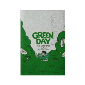 Обложка для паспорта матовая кожа с принтом Монстр Green Day в Новосибирске, натуральная матовая кожа | размер 19,3 х 13,7 см; прозрачные пластиковые крепления | Тематика изображения на принте: american idiot | green day | альтернативный | билли джо армстронг | грин дей | группа | зелёный день | майк дёрнт | музыка | надпись | панк | поп | поппанк | рок | тре кул