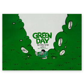 Поздравительная открытка с принтом Монстр Green Day в Новосибирске, 100% бумага | плотность бумаги 280 г/м2, матовая, на обратной стороне линовка и место для марки
 | american idiot | green day | альтернативный | билли джо армстронг | грин дей | группа | зелёный день | майк дёрнт | музыка | надпись | панк | поп | поппанк | рок | тре кул