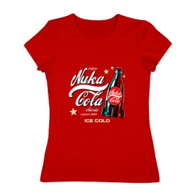 Женская футболка хлопок с принтом Nuka-Cola Corporation в Новосибирске, 100% хлопок | прямой крой, круглый вырез горловины, длина до линии бедер, слегка спущенное плечо | fallout | nuka cola corporation