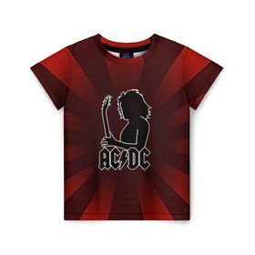 Детская футболка 3D с принтом Солист AC/DC в Новосибирске, 100% гипоаллергенный полиэфир | прямой крой, круглый вырез горловины, длина до линии бедер, чуть спущенное плечо, ткань немного тянется | Тематика изображения на принте: ac dc | acdc | австралийская | альбом | ангус янг | блюз рок | гитара | головы | группа | крис слэйд | музыканты | надпись | певцы | рок | рок н ролл | стиви янг | хард рок | эксл роуз