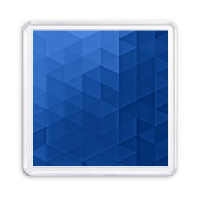 Магнит 55*55 с принтом trianse blue в Новосибирске, Пластик | Размер: 65*65 мм; Размер печати: 55*55 мм | abstraction | абстракция | геометрия | грани | полигоны | сочетания | треугольники