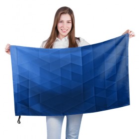 Флаг 3D с принтом trianse blue в Новосибирске, 100% полиэстер | плотность ткани — 95 г/м2, размер — 67 х 109 см. Принт наносится с одной стороны | abstraction | абстракция | геометрия | грани | полигоны | сочетания | треугольники