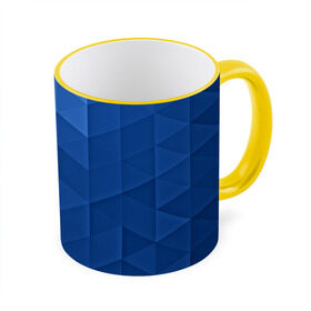 Кружка 3D с принтом trianse blue в Новосибирске, керамика | ёмкость 330 мл | abstraction | абстракция | геометрия | грани | полигоны | сочетания | треугольники