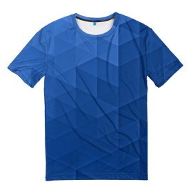 Мужская футболка 3D с принтом trianse blue в Новосибирске, 100% полиэфир | прямой крой, круглый вырез горловины, длина до линии бедер | Тематика изображения на принте: abstraction | абстракция | геометрия | грани | полигоны | сочетания | треугольники