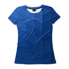 Женская футболка 3D с принтом trianse blue в Новосибирске, 100% полиэфир ( синтетическое хлопкоподобное полотно) | прямой крой, круглый вырез горловины, длина до линии бедер | abstraction | абстракция | геометрия | грани | полигоны | сочетания | треугольники