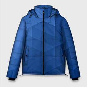 Мужская зимняя куртка 3D с принтом trianse blue в Новосибирске, верх — 100% полиэстер; подкладка — 100% полиэстер; утеплитель — 100% полиэстер | длина ниже бедра, свободный силуэт Оверсайз. Есть воротник-стойка, отстегивающийся капюшон и ветрозащитная планка. 

Боковые карманы с листочкой на кнопках и внутренний карман на молнии. | abstraction | абстракция | геометрия | грани | полигоны | сочетания | треугольники