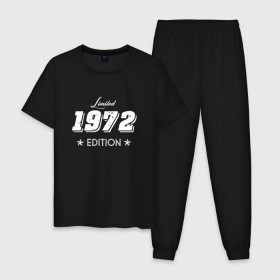 Мужская пижама хлопок с принтом limited edition 1972 в Новосибирске, 100% хлопок | брюки и футболка прямого кроя, без карманов, на брюках мягкая резинка на поясе и по низу штанин
 | Тематика изображения на принте: 1972 | день рождения | подарок | праздник