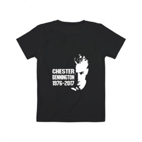 Детская футболка хлопок с принтом Chester Bennington 1976 - 2017 в Новосибирске, 100% хлопок | круглый вырез горловины, полуприлегающий силуэт, длина до линии бедер | 