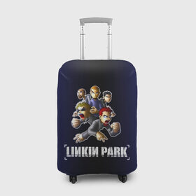 Чехол для чемодана 3D с принтом Группа Linkin Park в Новосибирске, 86% полиэфир, 14% спандекс | двустороннее нанесение принта, прорези для ручек и колес | 