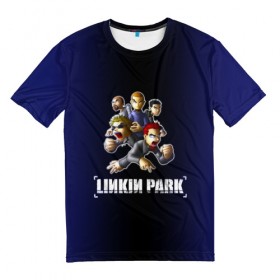 Мужская футболка 3D с принтом Группа Linkin Park в Новосибирске, 100% полиэфир | прямой крой, круглый вырез горловины, длина до линии бедер | 
