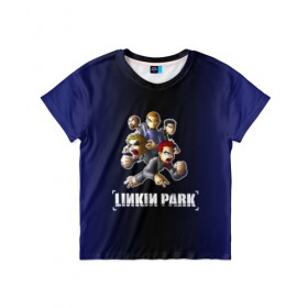 Детская футболка 3D с принтом Группа Linkin Park в Новосибирске, 100% гипоаллергенный полиэфир | прямой крой, круглый вырез горловины, длина до линии бедер, чуть спущенное плечо, ткань немного тянется | Тематика изображения на принте: 