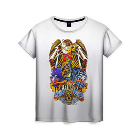 Женская футболка 3D с принтом Foo Fighters, орел и тигры в Новосибирске, 100% полиэфир ( синтетическое хлопкоподобное полотно) | прямой крой, круглый вырез горловины, длина до линии бедер | 