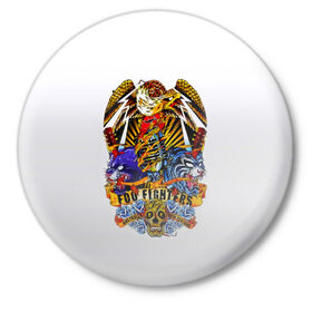 Значок с принтом Foo Fighters, орел и тигры в Новосибирске,  металл | круглая форма, металлическая застежка в виде булавки | 