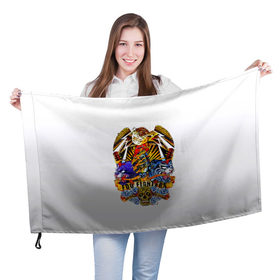 Флаг 3D с принтом Foo Fighters, орел и тигры в Новосибирске, 100% полиэстер | плотность ткани — 95 г/м2, размер — 67 х 109 см. Принт наносится с одной стороны | 