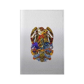 Обложка для паспорта матовая кожа с принтом Foo Fighters, орел и тигры в Новосибирске, натуральная матовая кожа | размер 19,3 х 13,7 см; прозрачные пластиковые крепления | 