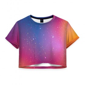Женская футболка 3D укороченная с принтом Космическая абстракция в Новосибирске, 100% полиэстер | круглая горловина, длина футболки до линии талии, рукава с отворотами | pattern | абстракция | арт | вселенная | звезды | космос | узор