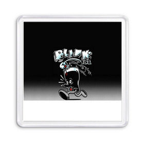 Магнит 55*55 с принтом Заяц в стакане Blink-182 в Новосибирске, Пластик | Размер: 65*65 мм; Размер печати: 55*55 мм | Тематика изображения на принте: blink | альтернативный рок | блинк | группа | марк хоппус | музыка | мэтт скиба | надпись | панк | панк рок | песни | поп панк | рок | скейт панк | смайл | смайлик | трэвис баркер