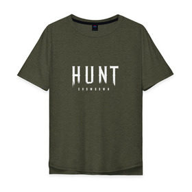 Мужская футболка хлопок Oversize с принтом Hunt: Showdown White Logo в Новосибирске, 100% хлопок | свободный крой, круглый ворот, “спинка” длиннее передней части | crytek | game | hunt | hunt: showdown | hunter | monsters | showdown | игра | крайтек | охота | столкновение
