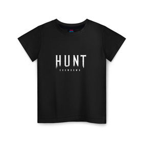 Детская футболка хлопок с принтом Hunt: Showdown White Logo в Новосибирске, 100% хлопок | круглый вырез горловины, полуприлегающий силуэт, длина до линии бедер | Тематика изображения на принте: crytek | game | hunt | hunt: showdown | hunter | monsters | showdown | игра | крайтек | охота | столкновение