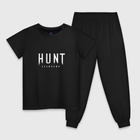 Детская пижама хлопок с принтом Hunt: Showdown White Logo в Новосибирске, 100% хлопок |  брюки и футболка прямого кроя, без карманов, на брюках мягкая резинка на поясе и по низу штанин
 | crytek | game | hunt | hunt: showdown | hunter | monsters | showdown | игра | крайтек | охота | столкновение