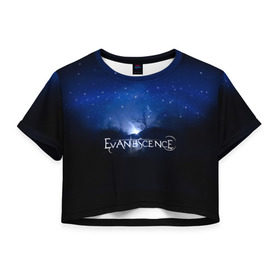 Женская футболка 3D укороченная с принтом Evanescence звездное небо в Новосибирске, 100% полиэстер | круглая горловина, длина футболки до линии талии, рукава с отворотами | evanescence | альтернативный | готик | группа | джен маджура | исчезновение | метал | ню | рок | синий | тим маккорд | трой маклоухорн | уилл хант | хард | эванесенс | эми ли