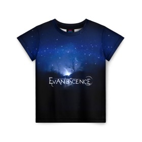 Детская футболка 3D с принтом Evanescence звездное небо в Новосибирске, 100% гипоаллергенный полиэфир | прямой крой, круглый вырез горловины, длина до линии бедер, чуть спущенное плечо, ткань немного тянется | evanescence | альтернативный | готик | группа | джен маджура | исчезновение | метал | ню | рок | синий | тим маккорд | трой маклоухорн | уилл хант | хард | эванесенс | эми ли