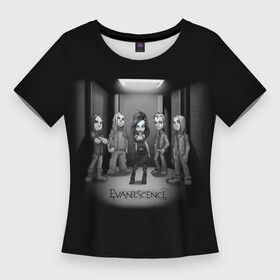 Женская футболка 3D Slim с принтом Группа Evanescence в Новосибирске,  |  | evanescence | альтернативный | готик | группа | джен маджура | исчезновение | метал | ню | рок | синий | тим маккорд | трой маклоухорн | уилл хант | хард | эванесенс | эми ли