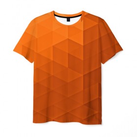 Мужская футболка 3D с принтом Orange abstraction в Новосибирске, 100% полиэфир | прямой крой, круглый вырез горловины, длина до линии бедер | abstraction | geometry | polygon | абстракция | геометрия | грань | краски | кубик | кубики | линии | мозаика | полигоны | ребро | текстура | узор