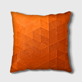 Подушка 3D с принтом Orange abstraction в Новосибирске, наволочка – 100% полиэстер, наполнитель – холлофайбер (легкий наполнитель, не вызывает аллергию). | состоит из подушки и наволочки. Наволочка на молнии, легко снимается для стирки | abstraction | geometry | polygon | абстракция | геометрия | грань | краски | кубик | кубики | линии | мозаика | полигоны | ребро | текстура | узор