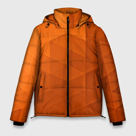 Мужская зимняя куртка 3D с принтом Orange abstraction в Новосибирске, верх — 100% полиэстер; подкладка — 100% полиэстер; утеплитель — 100% полиэстер | длина ниже бедра, свободный силуэт Оверсайз. Есть воротник-стойка, отстегивающийся капюшон и ветрозащитная планка. 

Боковые карманы с листочкой на кнопках и внутренний карман на молнии. | abstraction | geometry | polygon | абстракция | геометрия | грань | краски | кубик | кубики | линии | мозаика | полигоны | ребро | текстура | узор