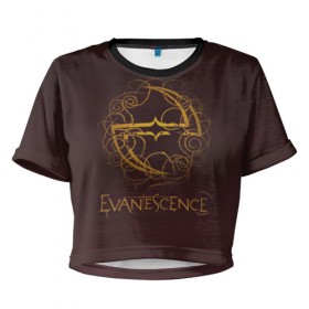 Женская футболка 3D укороченная с принтом Evanescence в Новосибирске, 100% полиэстер | круглая горловина, длина футболки до линии талии, рукава с отворотами | 