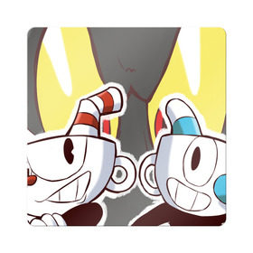 Магнит виниловый Квадрат с принтом Cuphead в Новосибирске, полимерный материал с магнитным слоем | размер 9*9 см, закругленные углы | cuphead