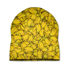 Шапка 3D с принтом Бананы в Новосибирске, 100% полиэстер | универсальный размер, печать по всей поверхности изделия | banana | vegan | банан | веган | желтый | паттерн | текстура | фрукт