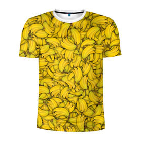 Мужская футболка 3D спортивная с принтом Бананы в Новосибирске, 100% полиэстер с улучшенными характеристиками | приталенный силуэт, круглая горловина, широкие плечи, сужается к линии бедра | banana | vegan | банан | веган | желтый | паттерн | текстура | фрукт