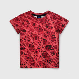 Детская футболка 3D с принтом Сетка в Новосибирске, 100% гипоаллергенный полиэфир | прямой крой, круглый вырез горловины, длина до линии бедер, чуть спущенное плечо, ткань немного тянется | красный | модные | пластик | сети | сетка | текстура | цвет