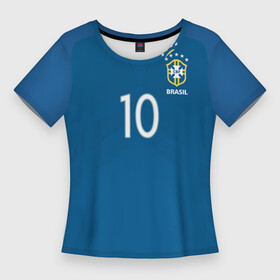 Женская футболка 3D Slim с принтом Нэймар Форма Гостевая 17 18 в Новосибирске,  |  | brazil | jr | neymar | paris saint garmain | psg | world cup | бразилия | неймар | нэймар | по футболу | сборная бразилии | футбольная форма | чемпионат мира