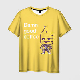 Мужская футболка 3D с принтом Чертовски хороший кофе в Новосибирске, 100% полиэфир | прямой крой, круглый вырез горловины, длина до линии бедер | fbi | fагент купер | twin peaks | лайк | лойс | луцк | палец вверх | смайлик | твин пикс | человечек