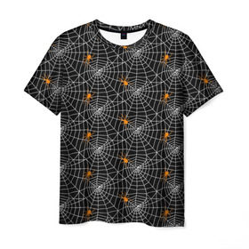 Мужская футболка 3D с принтом Паутина в Новосибирске, 100% полиэфир | прямой крой, круглый вырез горловины, длина до линии бедер | gothic | halloween | spider | паук | паутина | хэллоуин